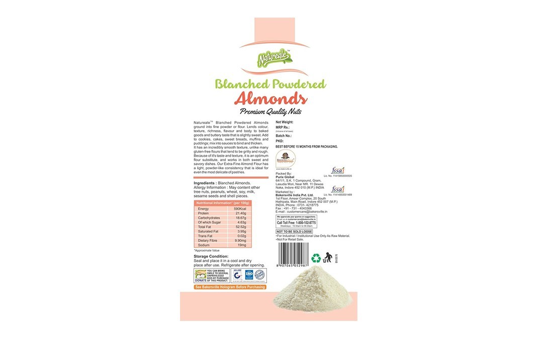 Natureale Blanched Powdered Almonds    Box  400 grams
